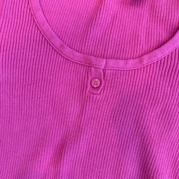 Y2K Pink Ribbed Henley - Picture 2 of 5